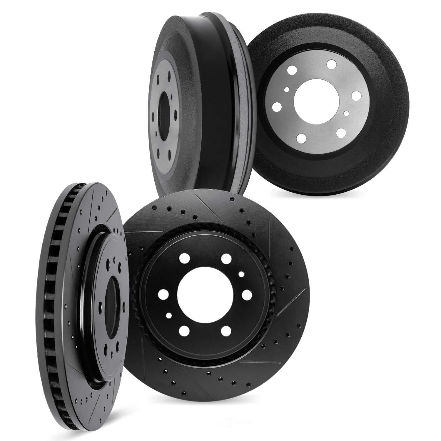 Dynamic Friction Company 8004-76176 DFC Rotors-Drilled and Slotted-Black includes DFC Drums