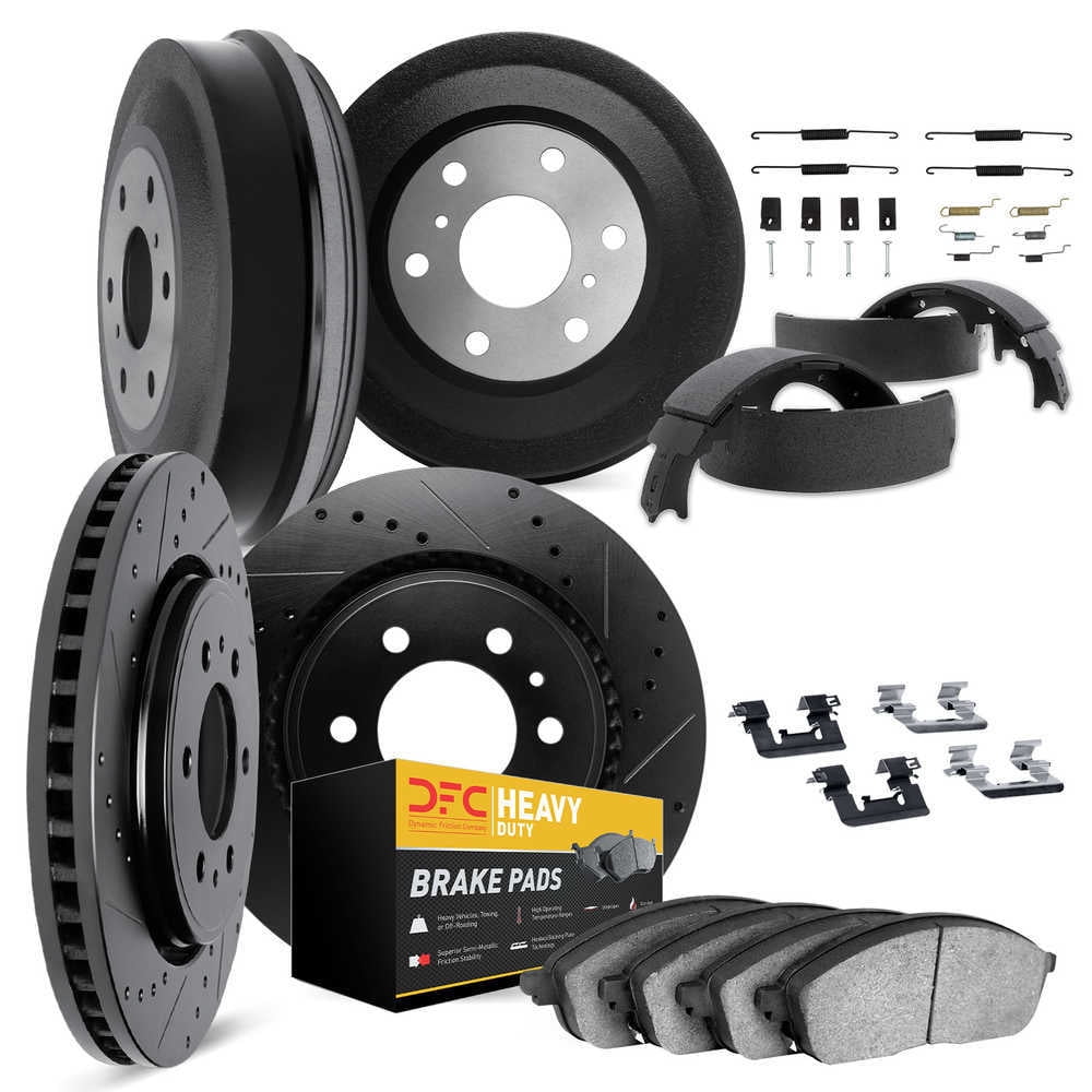 Dynamic Friction Company 8284-48080 DFC Rotors-Drilled and Slotted-Black with Heavy Duty Brake Pads