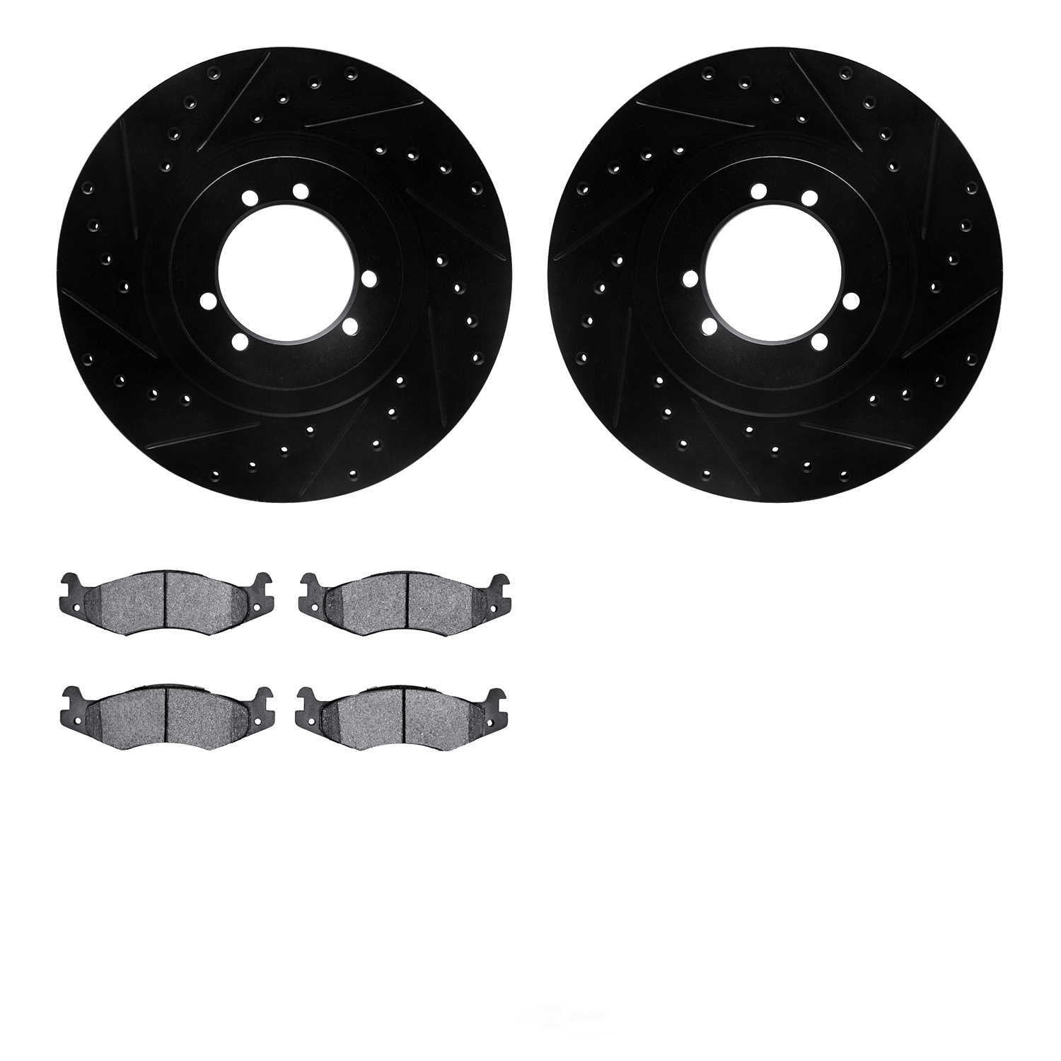 Dynamic Friction Company 8502-44004 DFC Rotors-Drilled and Slotted-Black with 5000 Advanced Brake