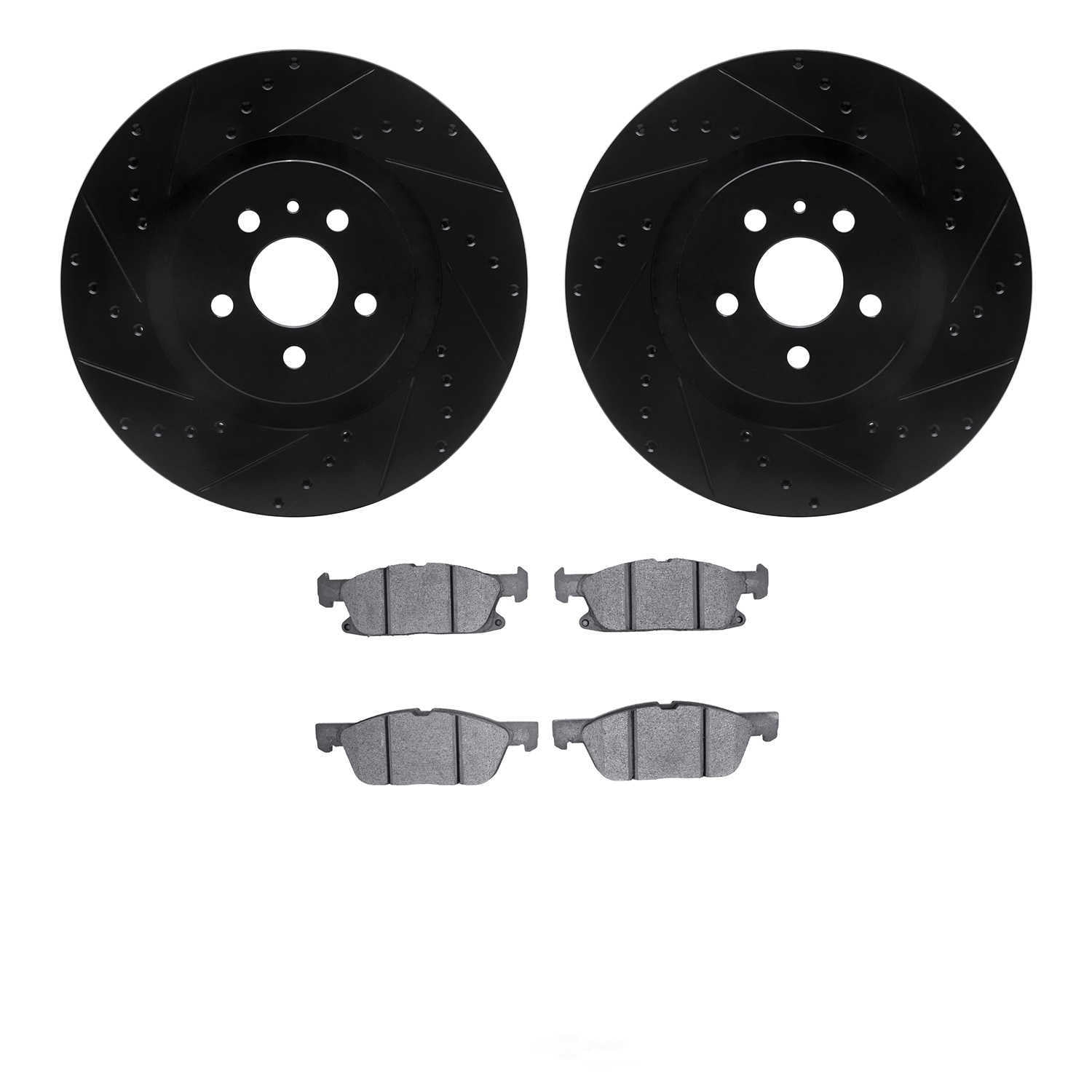 Dynamic Friction Company 8502-55002 DFC Rotors-Drilled and Slotted-Black with 5000 Advanced Brake