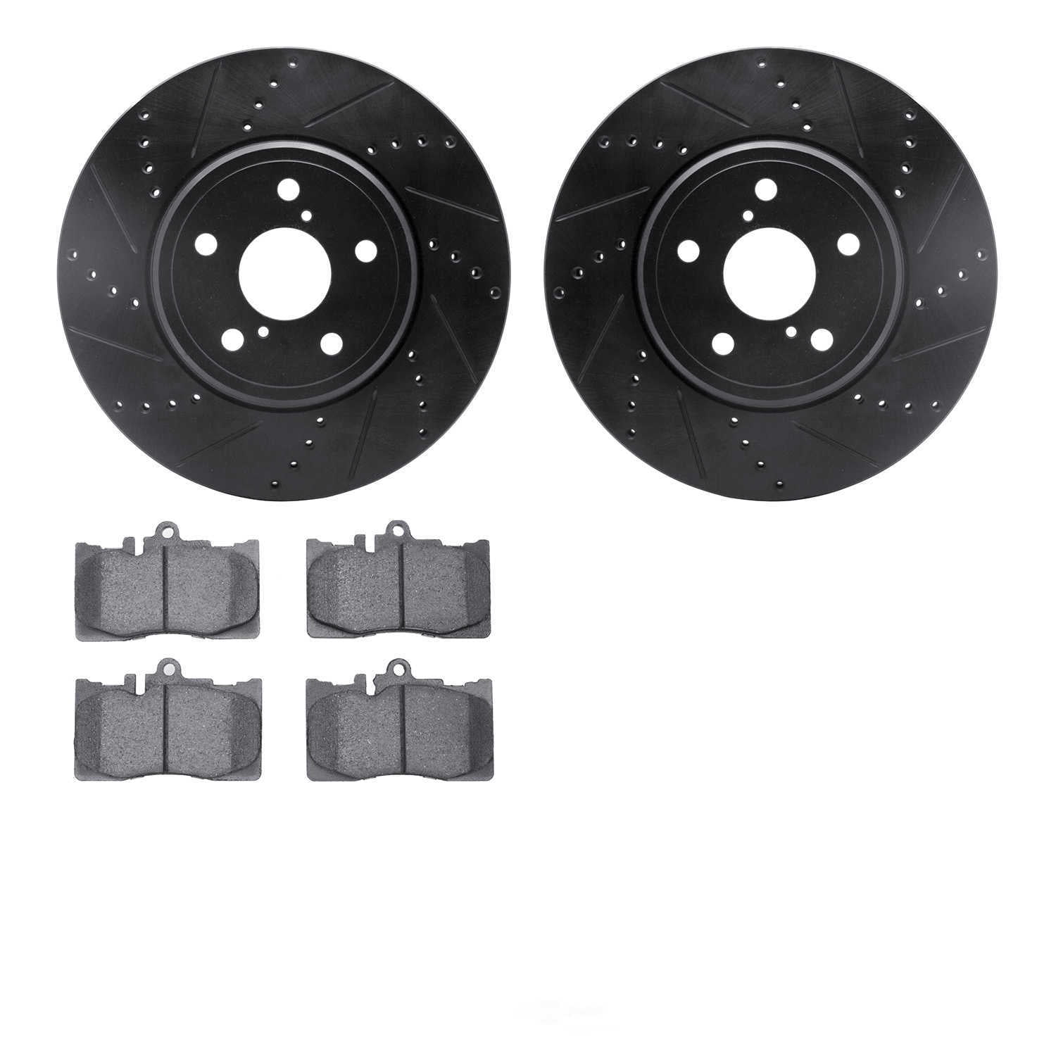 Dynamic Friction Company 8502-75012 DFC Rotors-Drilled and Slotted-Black with 5000 Advanced Brake
