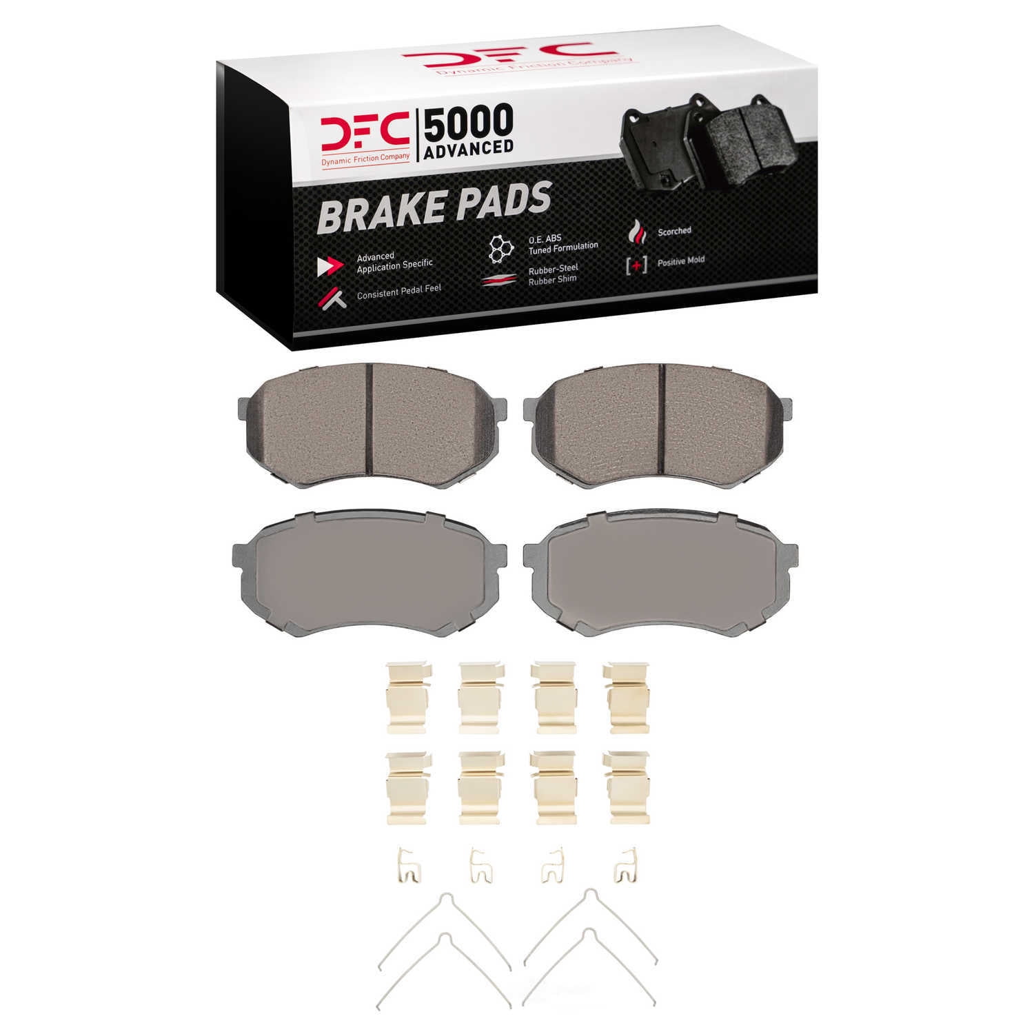 Dynamic Friction Company 1551-0433-01 DFC 5000 Advanced Brake Pads - Ceramic and Hardware Kit - OE