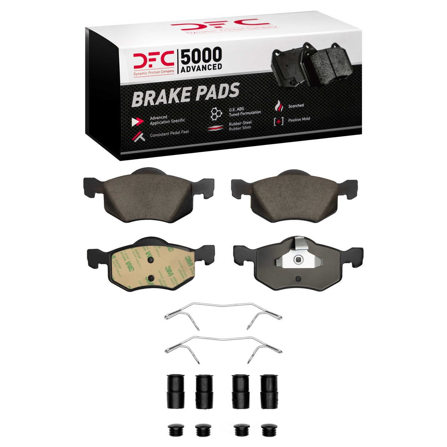 Dynamic Friction Company 1551-0843-01 DFC 5000 Advanced Brake Pads - Ceramic and Hardware Kit - OE
