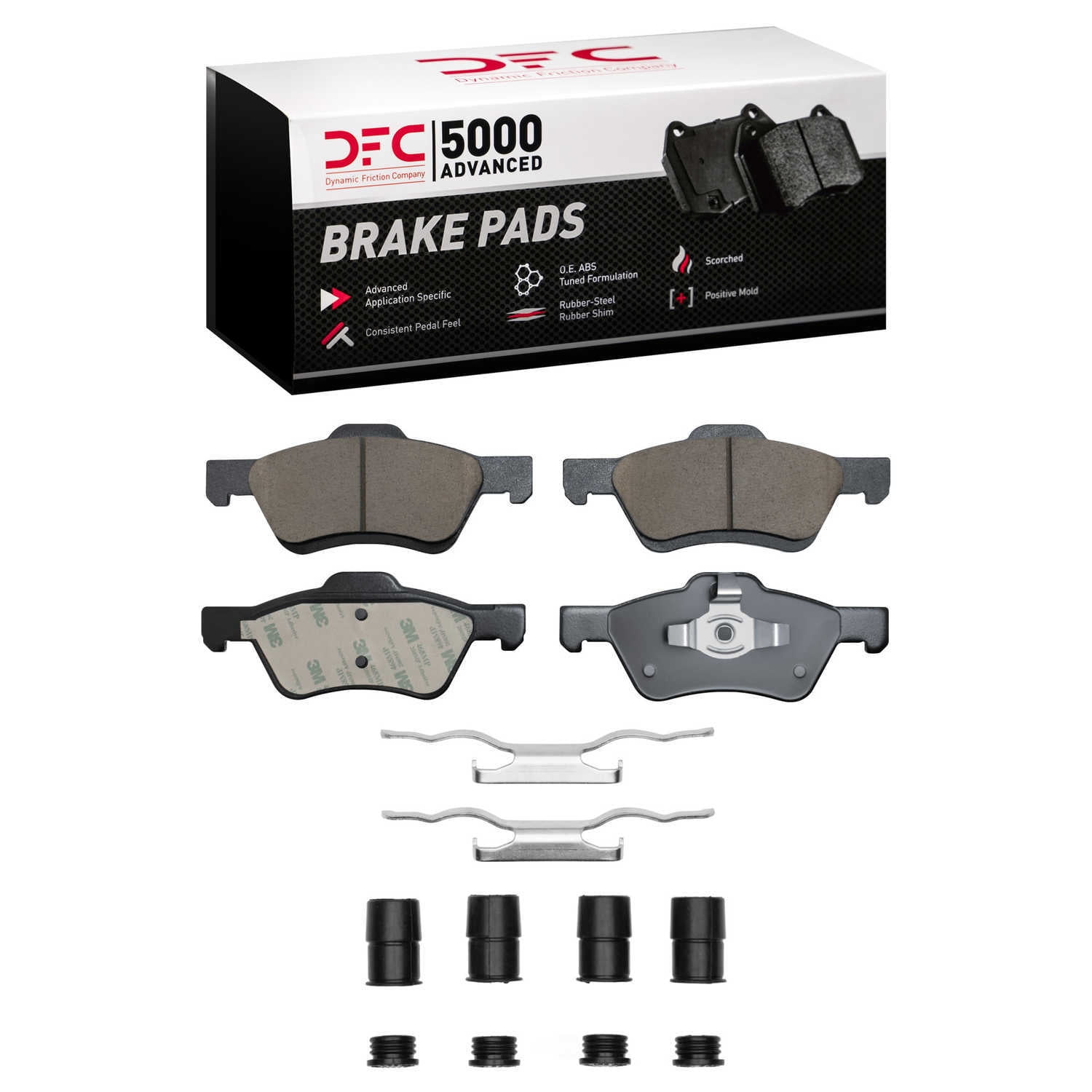 Dynamic Friction Company 1551-1047-01 DFC 5000 Advanced Brake Pads - Ceramic and Hardware Kit - OE