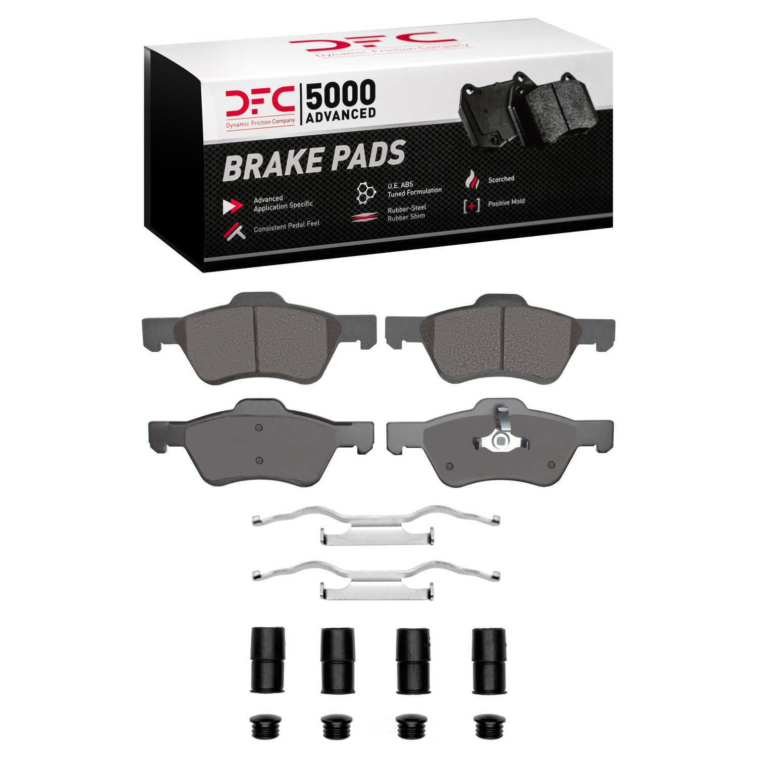 Dynamic Friction Company 1551-1047-22 DFC 5000 Advanced Brake Pads - Ceramic and Hardware Kit - OE