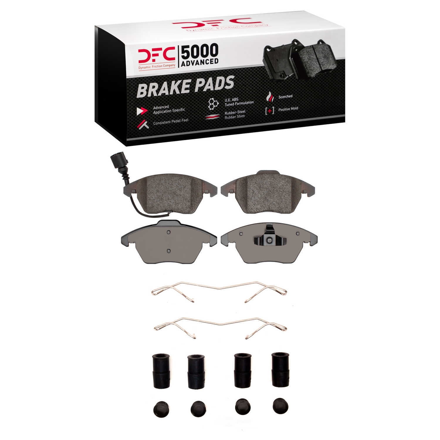 Dynamic Friction Company 1551-1107-01 DFC 5000 Advanced Brake Pads - Ceramic and Hardware Kit - OE