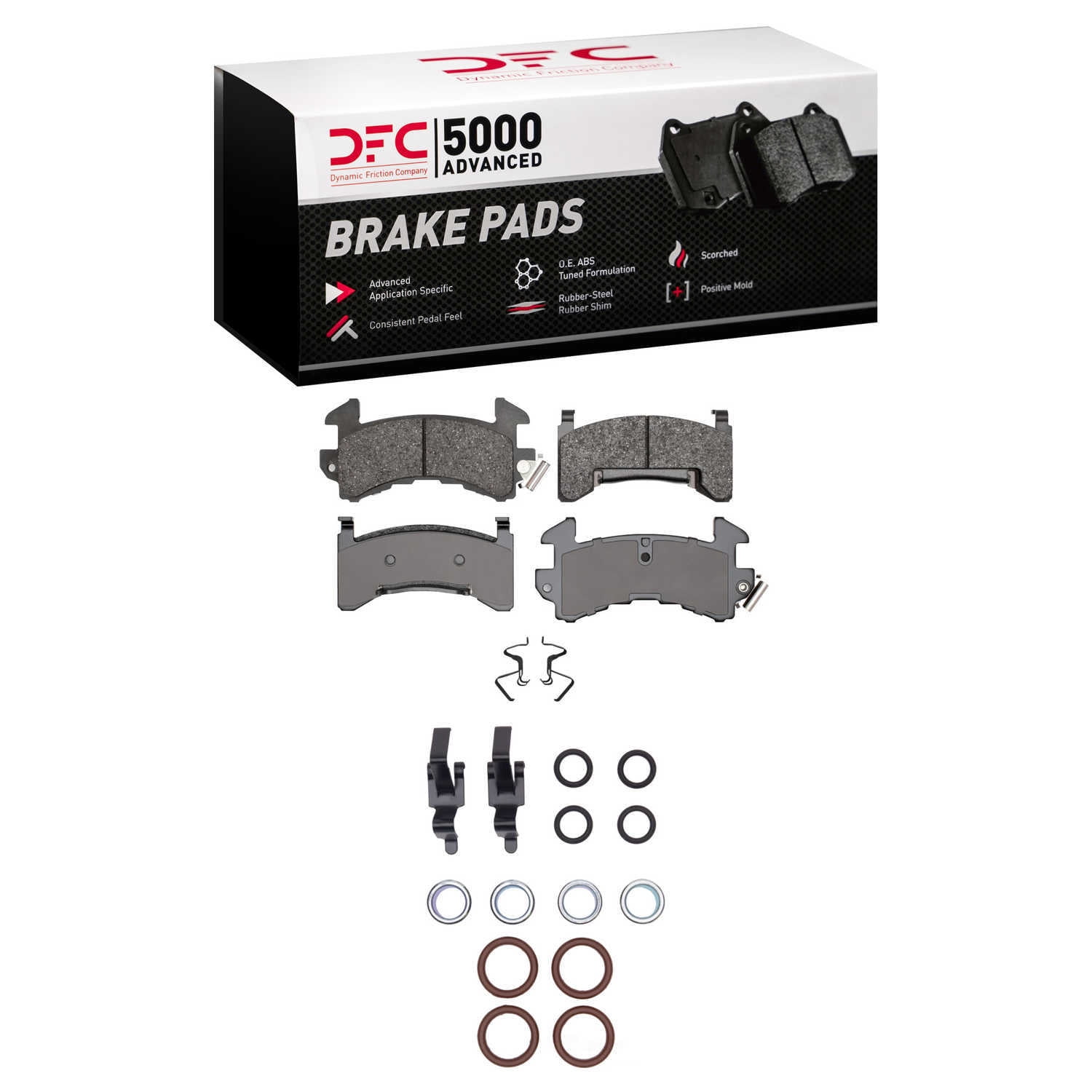 Dynamic Friction Company 1552-0154-01 DFC 5000 Advanced Brake Pads - Ceramic and Hardware Kit - OE