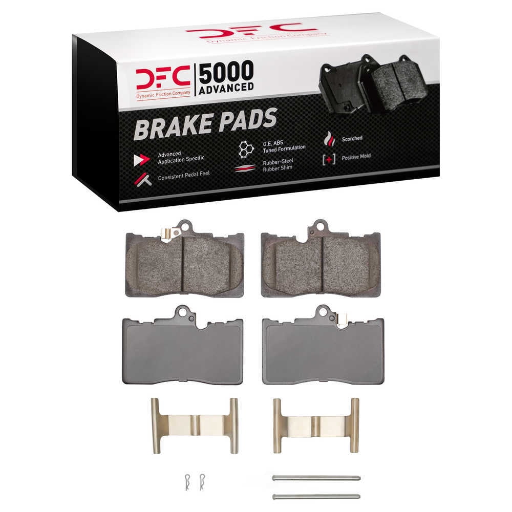Dynamic Friction Company 1552-1118-01 DFC 5000 Advanced Brake Pads - Ceramic and Hardware Kit - OE