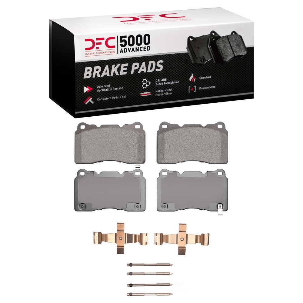 Dynamic Friction Company 1553-1001-03 DFC 5000 Advanced Brake Pads - Ceramic and Hardware Kit - OE
