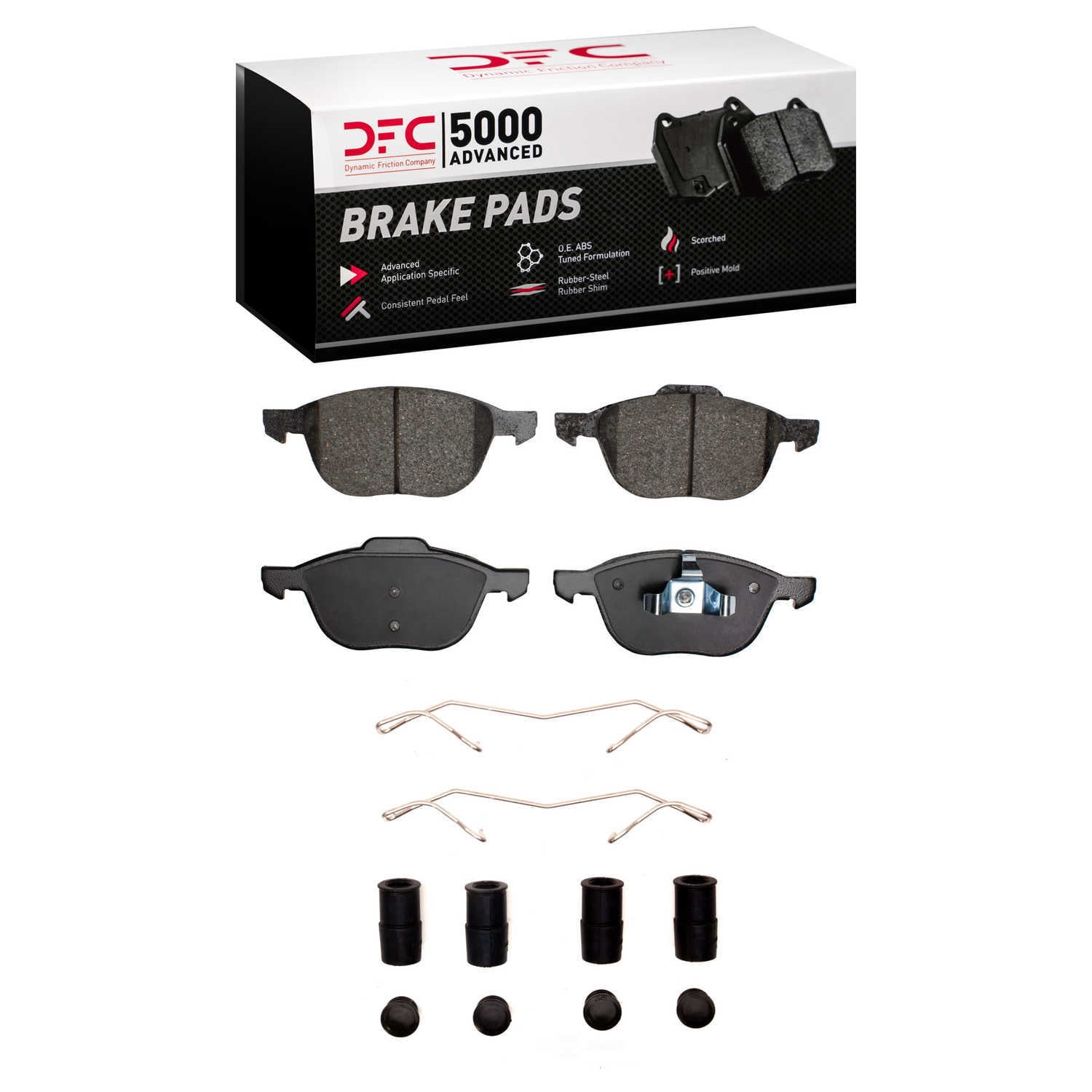 Dynamic Friction Company 1553-1044-01 DFC 5000 Advanced Brake Pads - Ceramic and Hardware Kit - OE