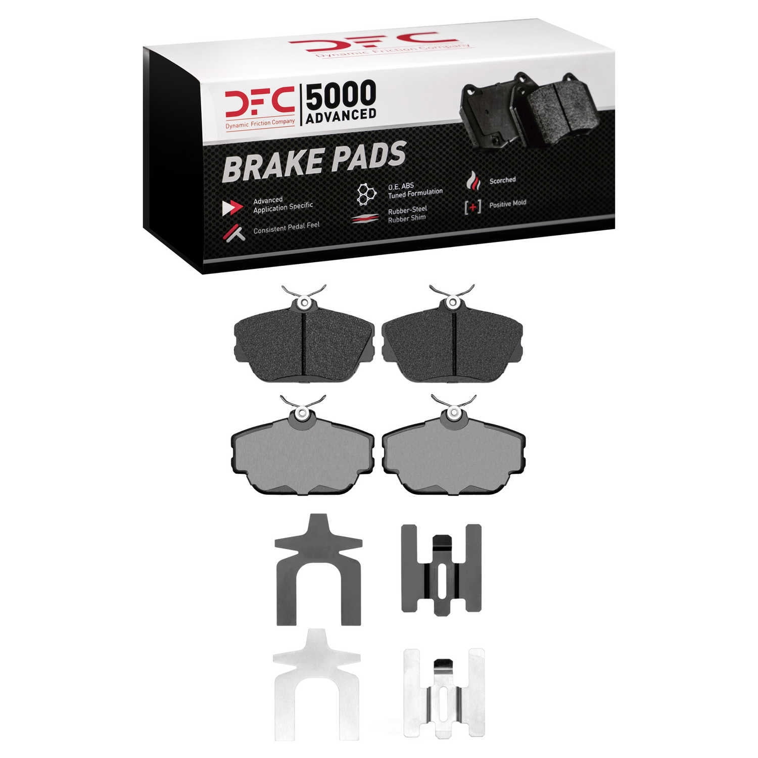 Dynamic Friction Company 1551-0598-01 DFC 5000 Advanced Brake Pads - Low Metallic and Hardware Kit
