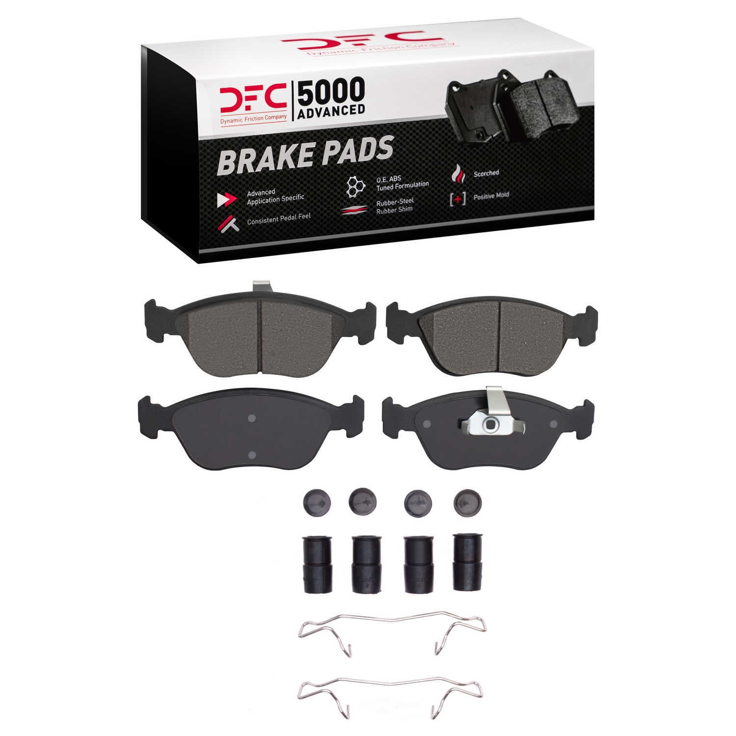 Dynamic Friction Company 1551-0618-01 DFC 5000 Advanced Brake Pads - Low Metallic and Hardware Kit