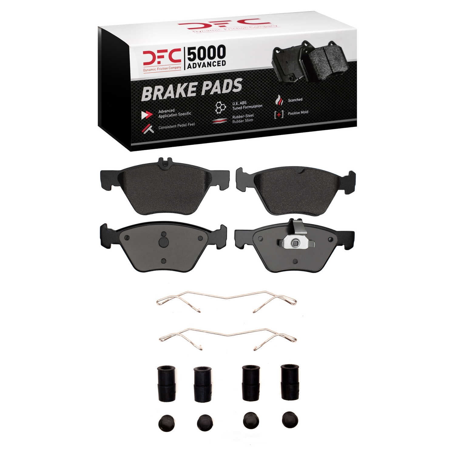 Dynamic Friction Company 1551-0740-01 DFC 5000 Advanced Brake Pads - Low Metallic and Hardware Kit