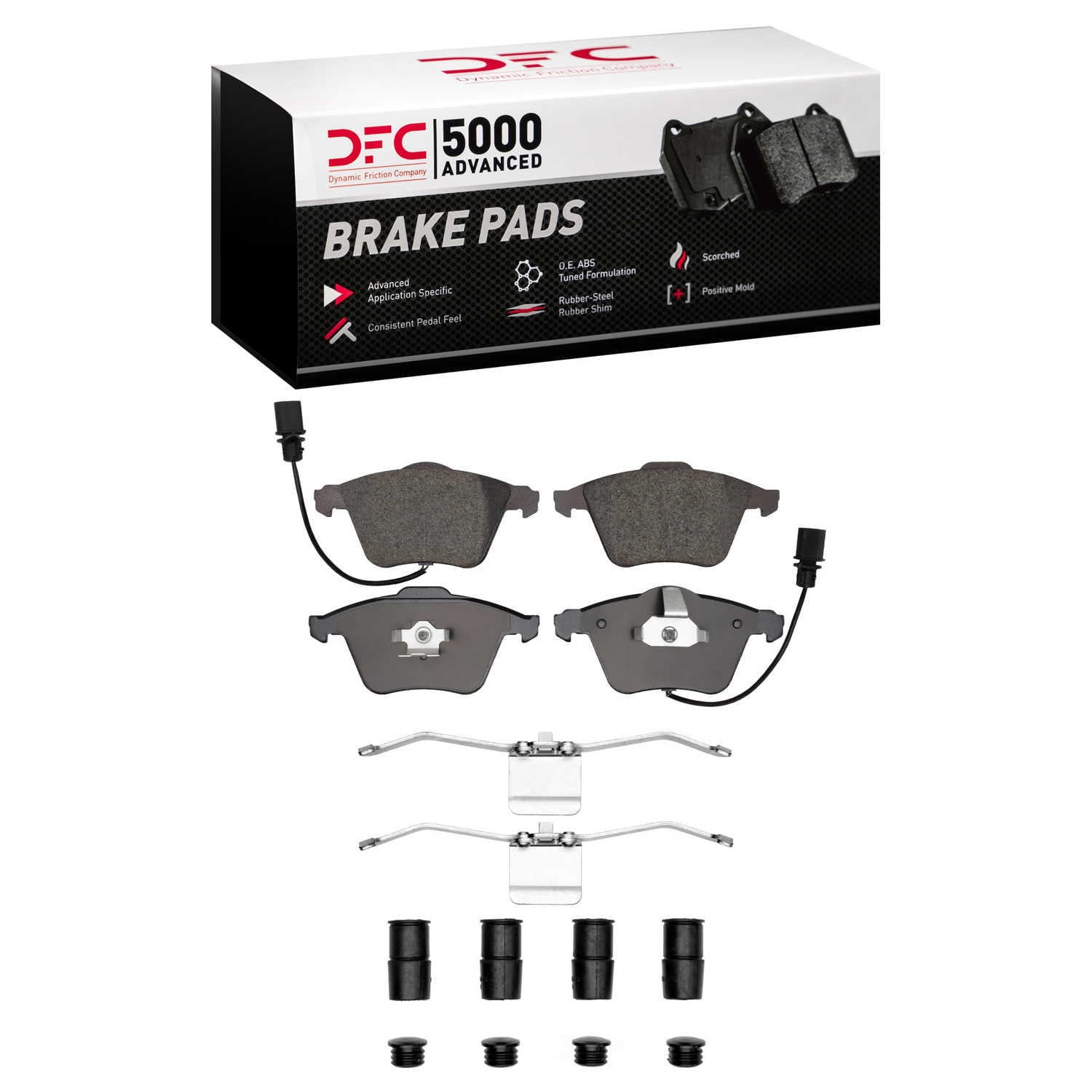 Dynamic Friction Company 1551-0915-12 DFC 5000 Advanced Brake Pads - Low Metallic and Hardware Kit