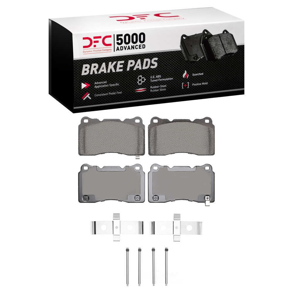 Dynamic Friction Company 1551-1001-07 DFC 5000 Advanced Brake Pads - Low Metallic and Hardware Kit