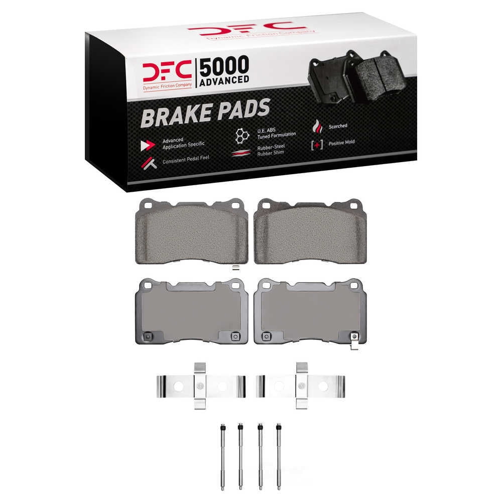 Dynamic Friction Company 1551-1001-08 DFC 5000 Advanced Brake Pads - Low Metallic and Hardware Kit