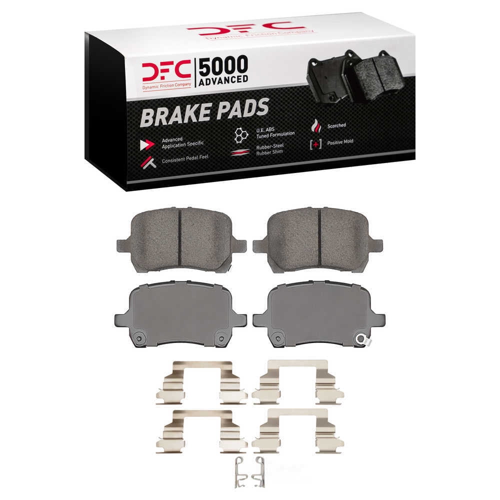 Dynamic Friction Company 1551-1028-01 DFC 5000 Advanced Brake Pads - Low Metallic and Hardware Kit