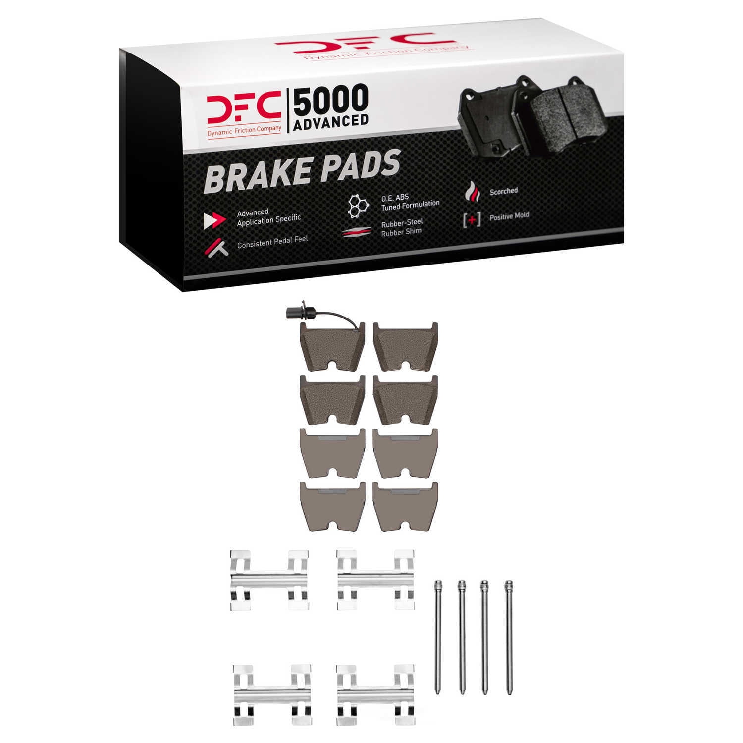 Dynamic Friction Company 1551-1029-11 DFC 5000 Advanced Brake Pads - Low Metallic and Hardware Kit