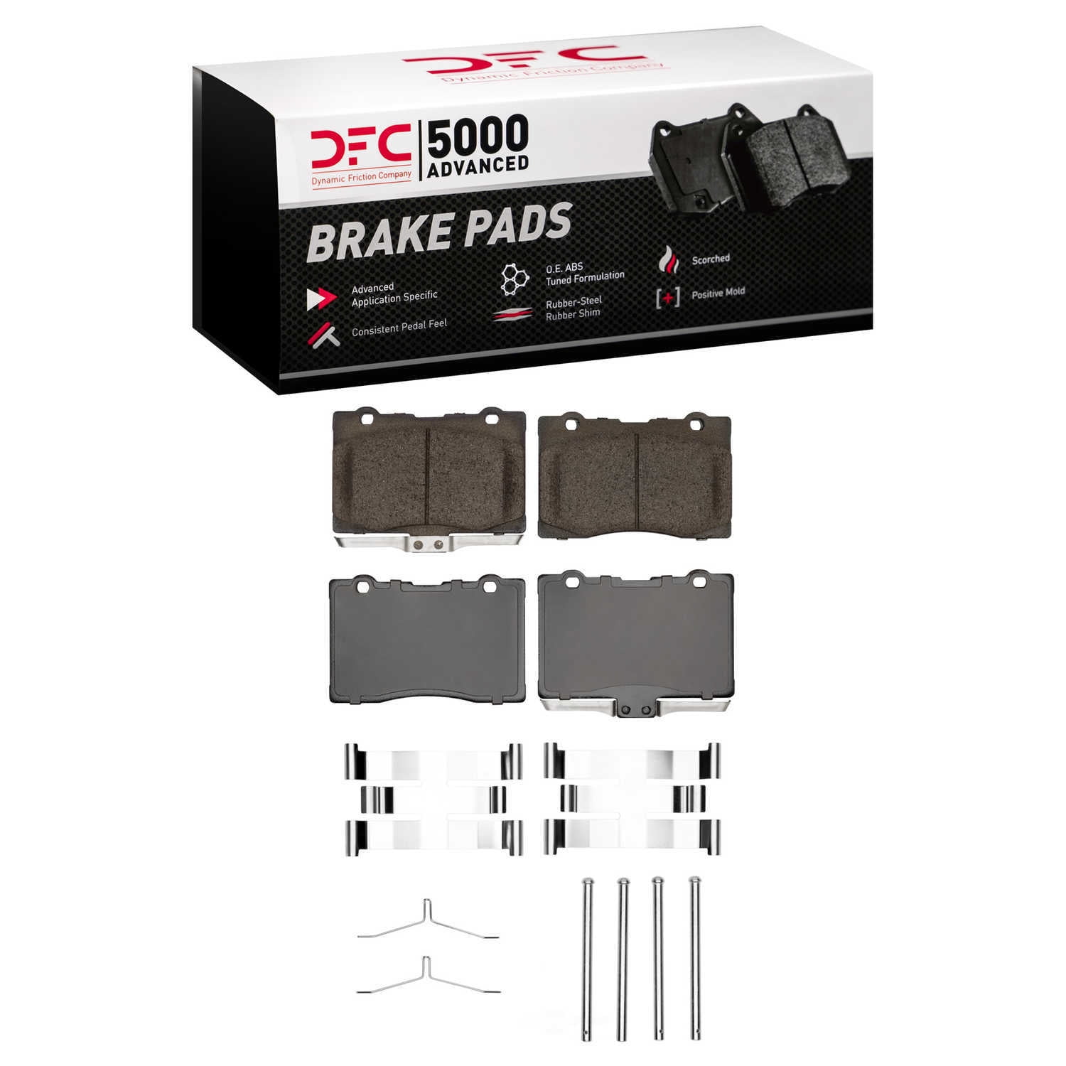 Dynamic Friction Company 1551-1091-01 DFC 5000 Advanced Brake Pads - Low Metallic and Hardware Kit