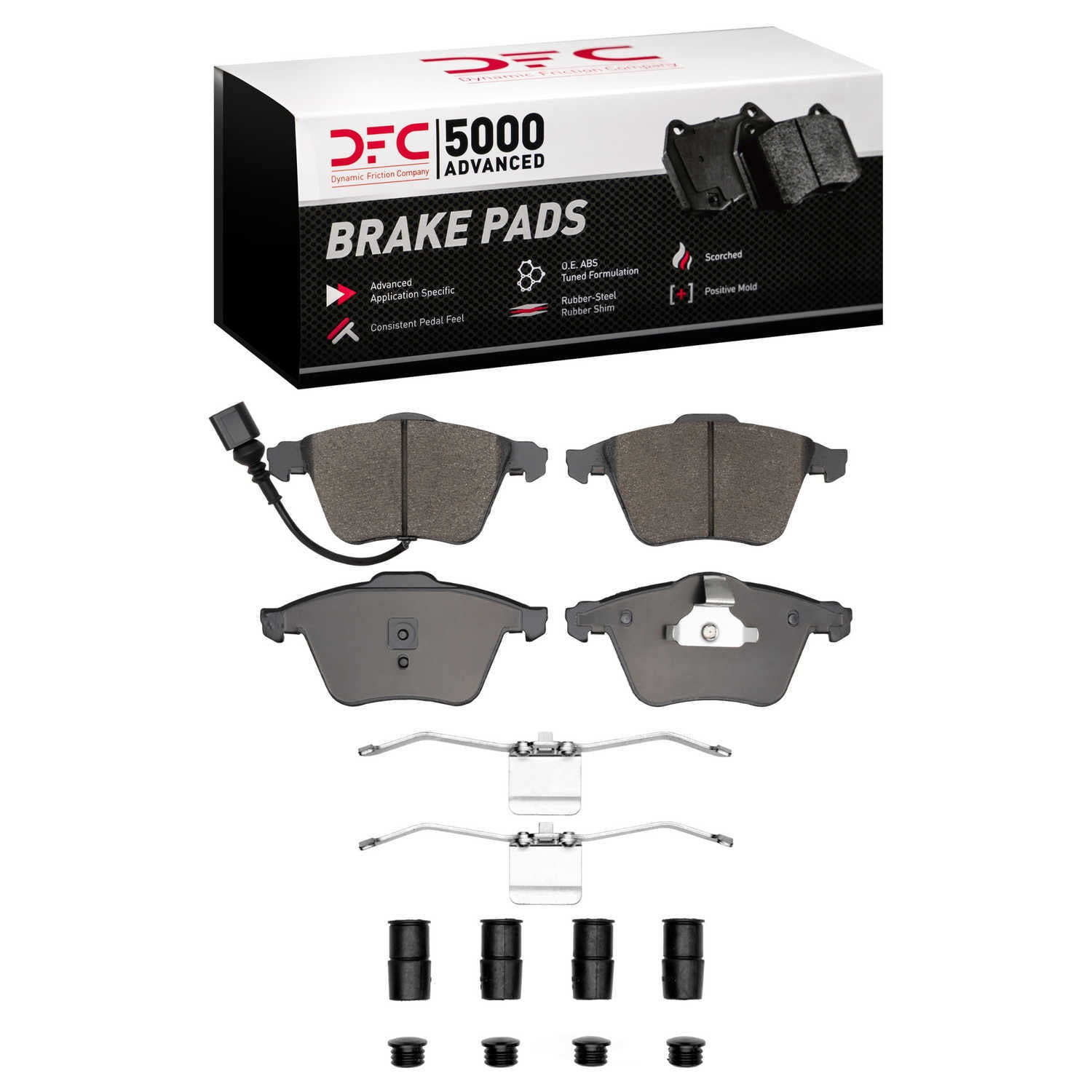 Dynamic Friction Company 1551-1111-01 DFC 5000 Advanced Brake Pads - Low Metallic and Hardware Kit