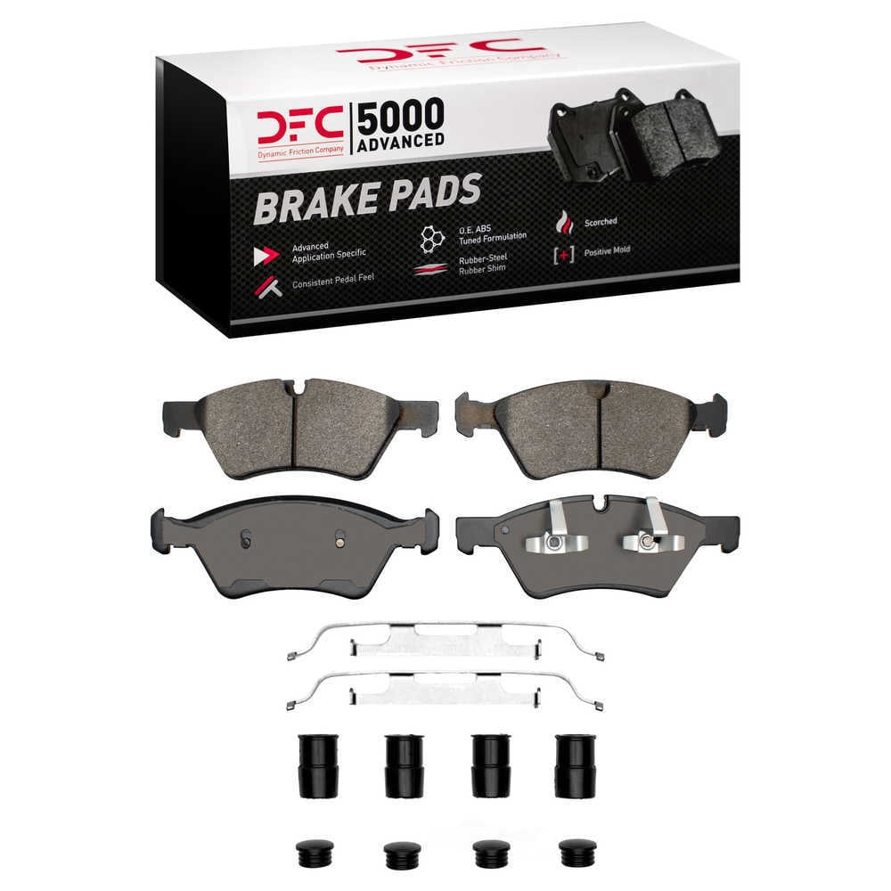 Dynamic Friction Company 1551-1123-01 DFC 5000 Advanced Brake Pads - Low Metallic and Hardware Kit