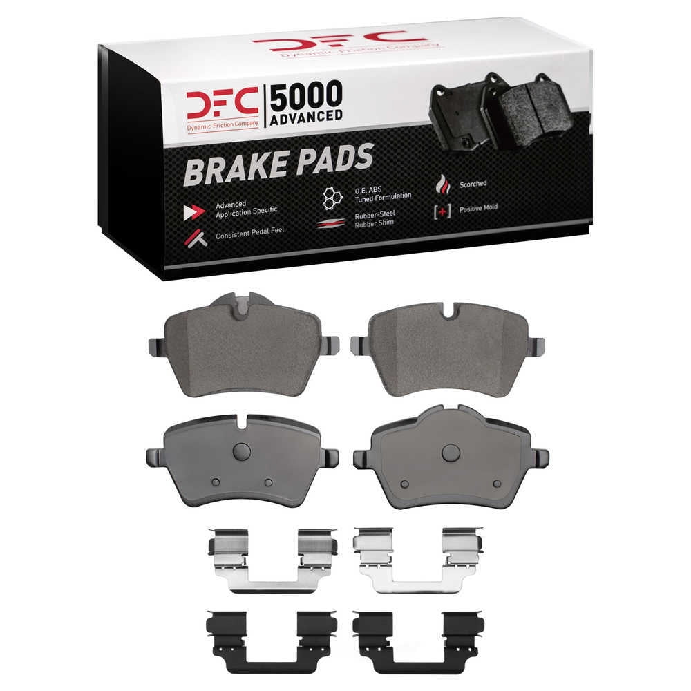 Dynamic Friction Company 1551-1204-02 DFC 5000 Advanced Brake Pads - Low Metallic and Hardware Kit