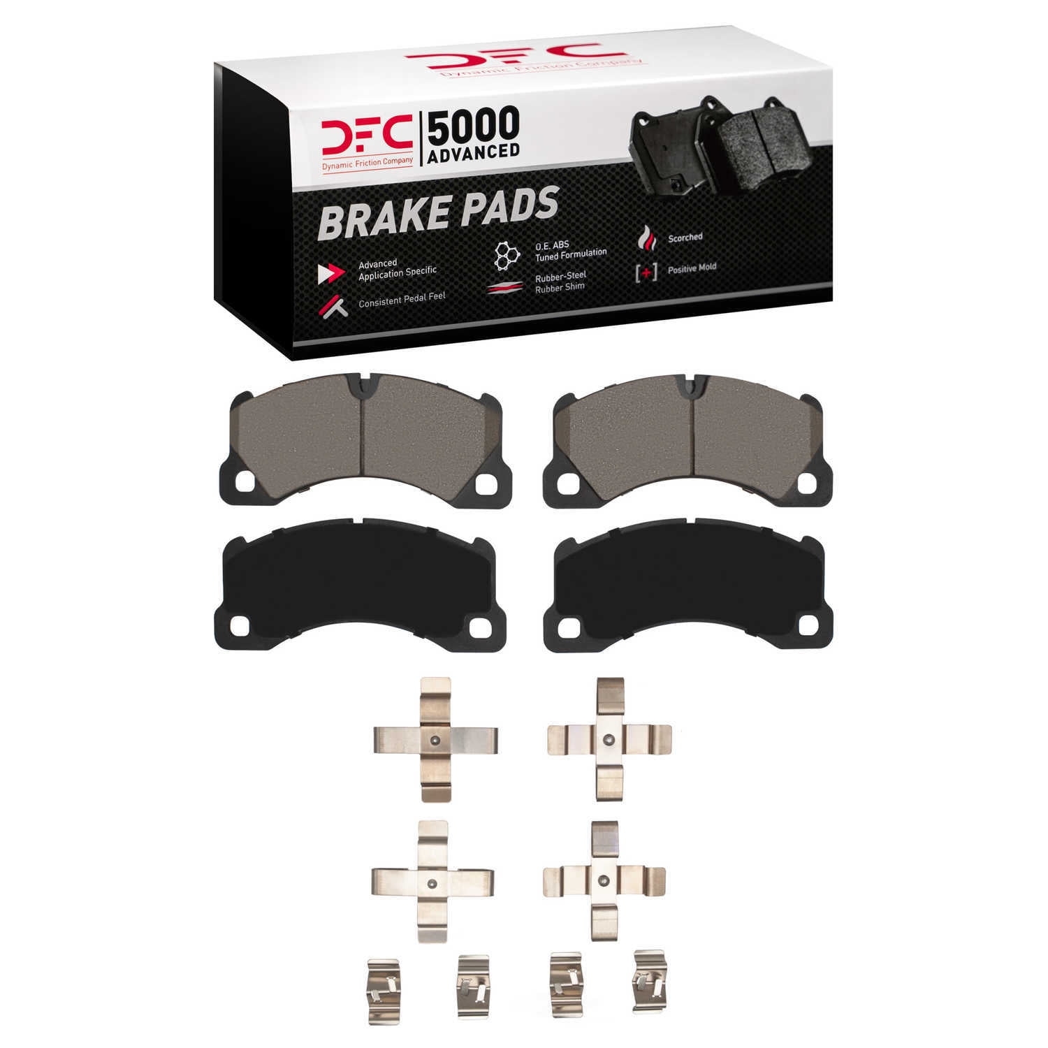 Dynamic Friction Company 1551-1349-01 DFC 5000 Advanced Brake Pads - Low Metallic and Hardware Kit