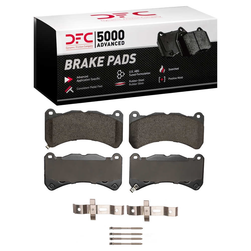 Dynamic Friction Company 1551-1365-01 DFC 5000 Advanced Brake Pads - Low Metallic and Hardware Kit