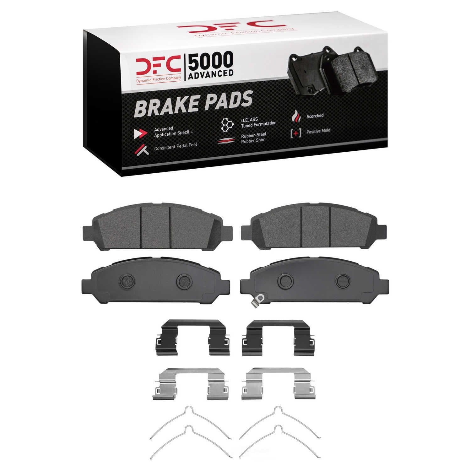 Dynamic Friction Company 1551-1401-01 DFC 5000 Advanced Brake Pads - Low Metallic and Hardware Kit