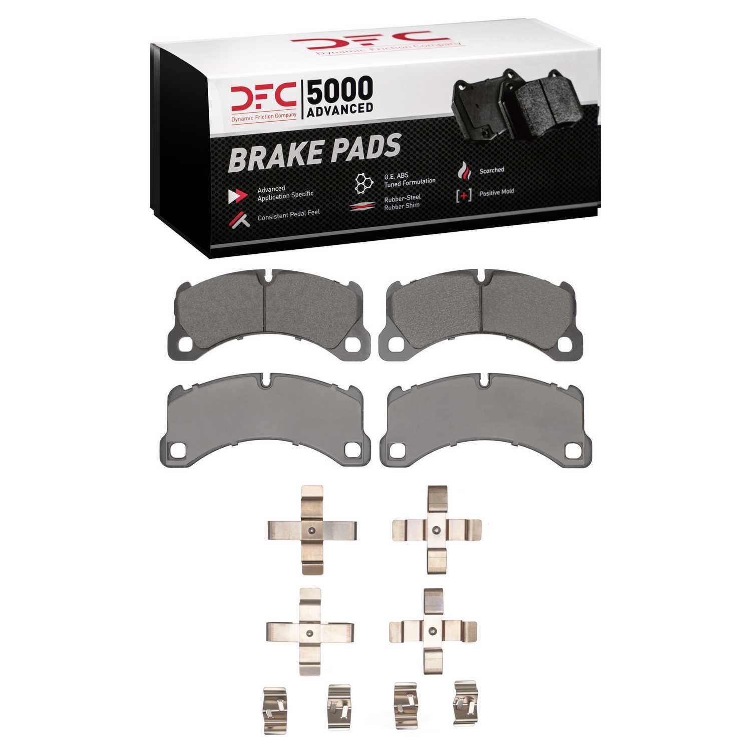 Dynamic Friction Company 1551-1452-01 DFC 5000 Advanced Brake Pads - Low Metallic and Hardware Kit