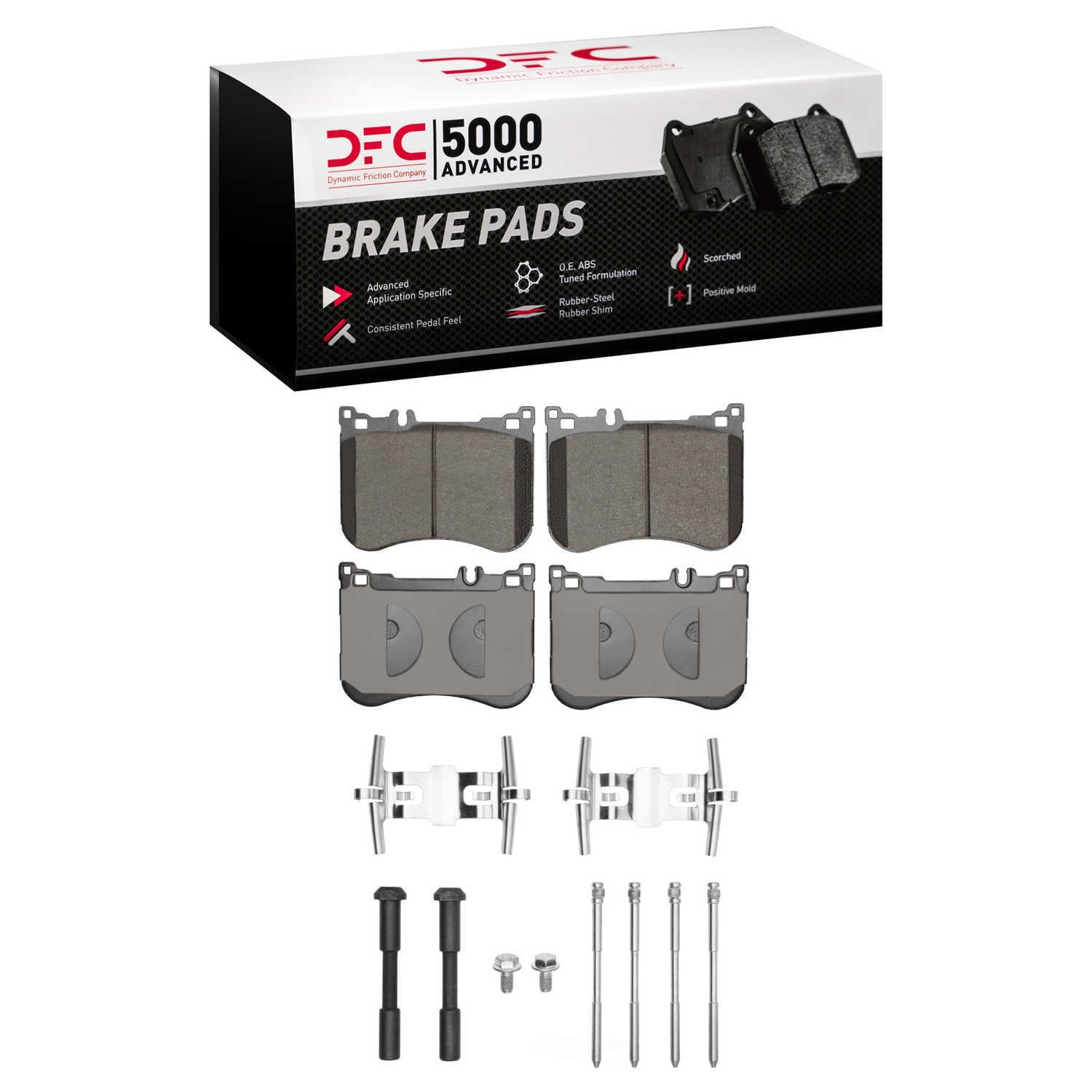 Dynamic Friction Company 1551-1688-01 DFC 5000 Advanced Brake Pads - Low Metallic and Hardware Kit