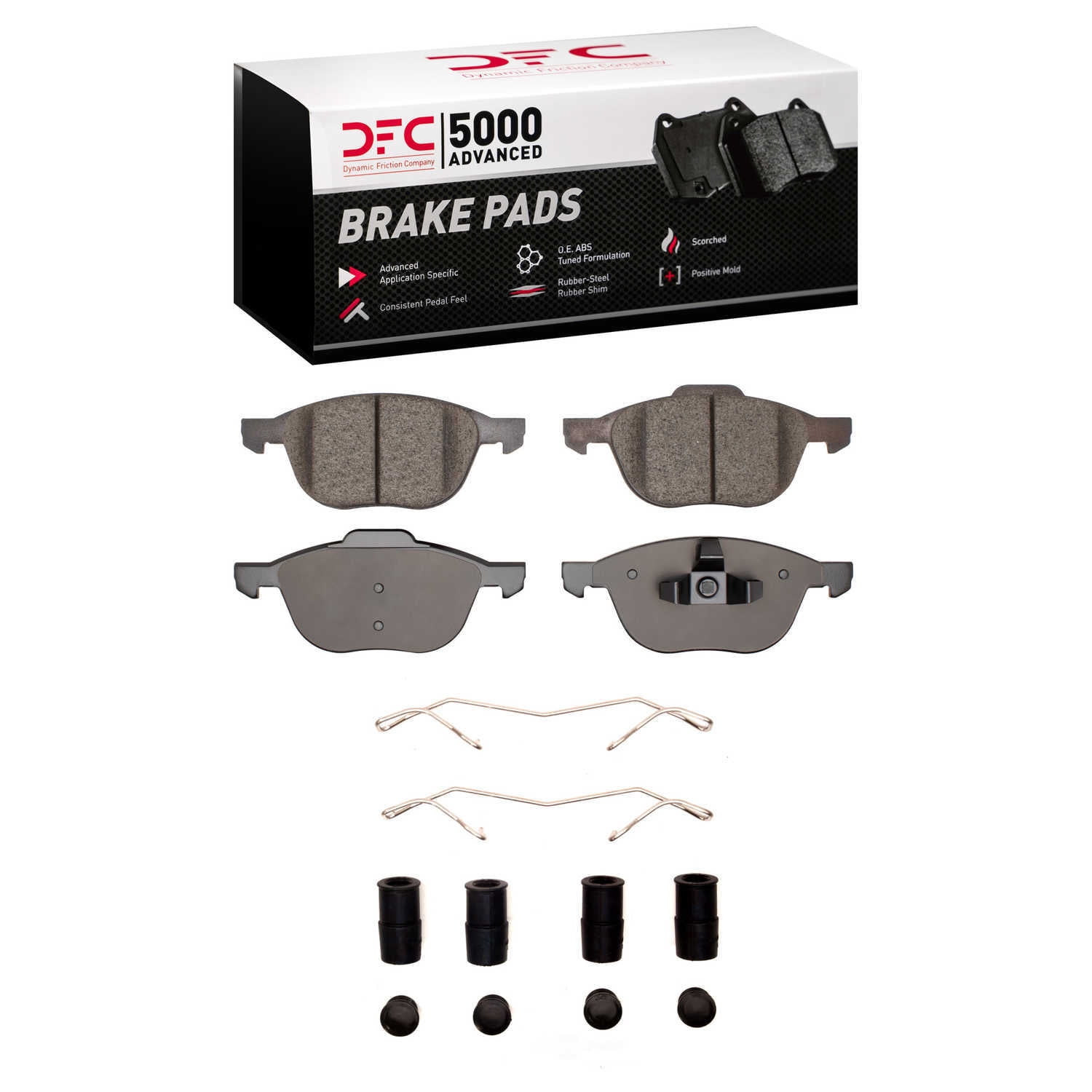 Dynamic Friction Company 1552-1044-01 DFC 5000 Advanced Brake Pads - Low Metallic and Hardware Kit
