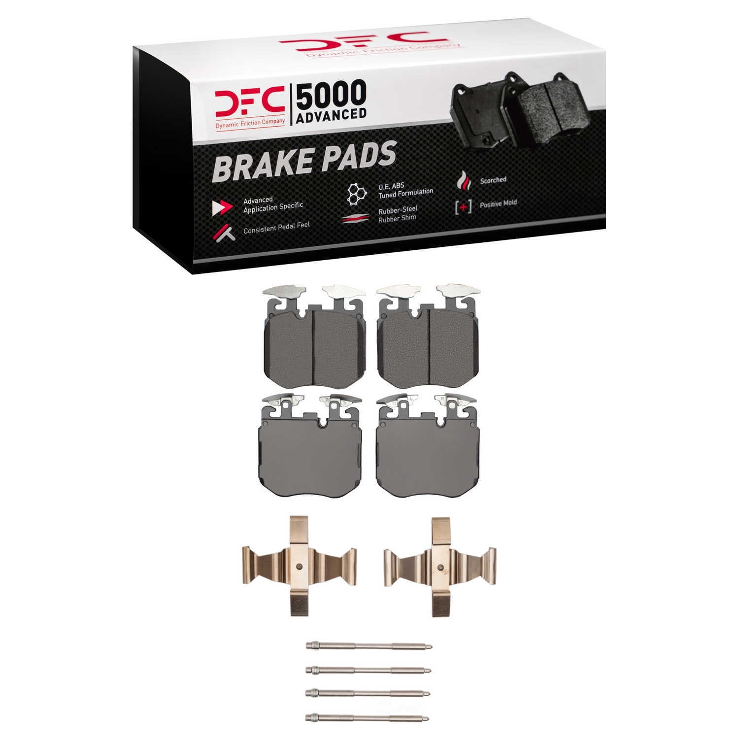 Dynamic Friction Company 1552-1868-01 DFC 5000 Advanced Brake Pads - Low Metallic and Hardware Kit