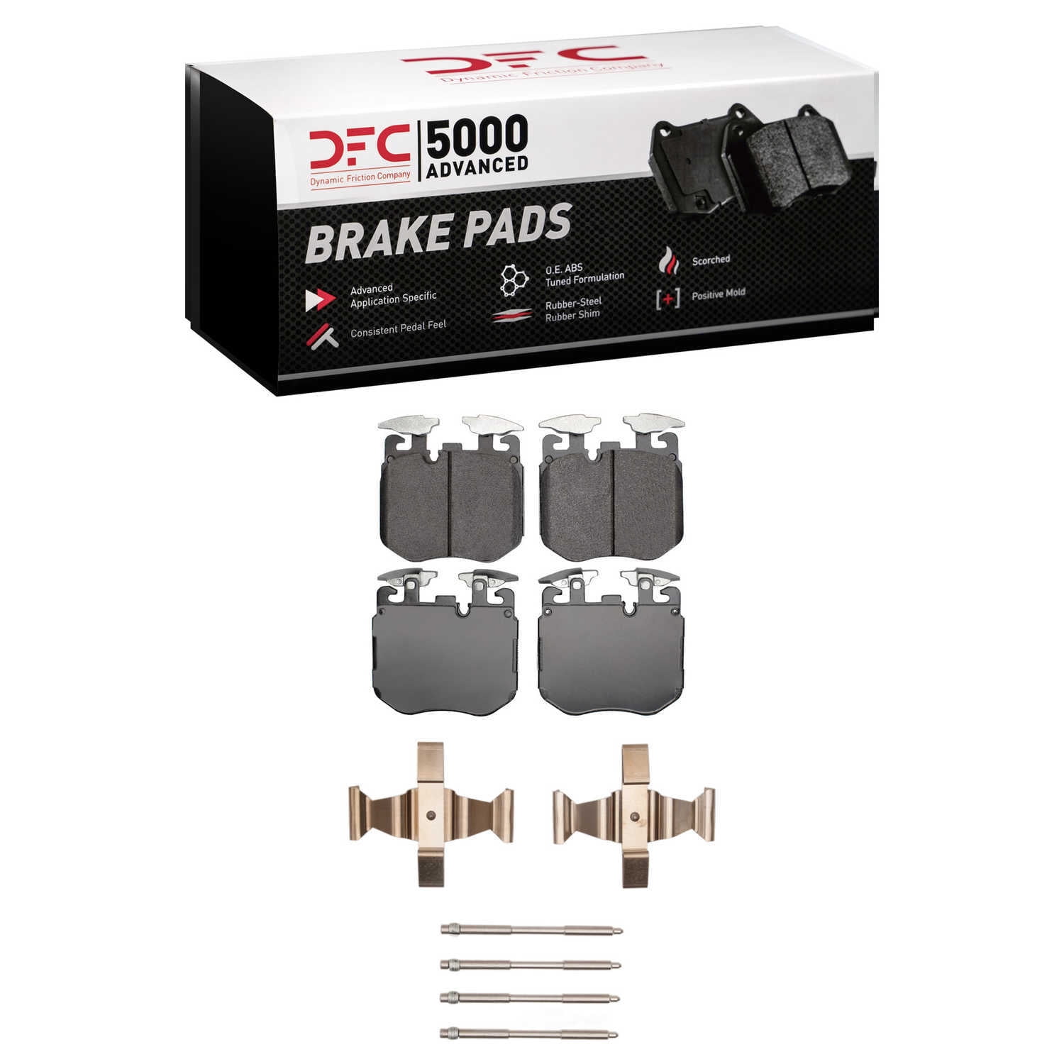 Dynamic Friction Company 1553-1868-01 DFC 5000 Advanced Brake Pads - Low Metallic and Hardware Kit