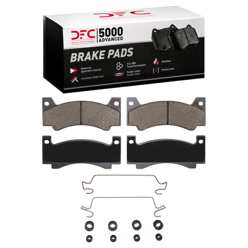 Dynamic Friction Company 1551-0085-01 DFC 5000 Advanced Brake Pads - Semi Metallic and Hardware Kit