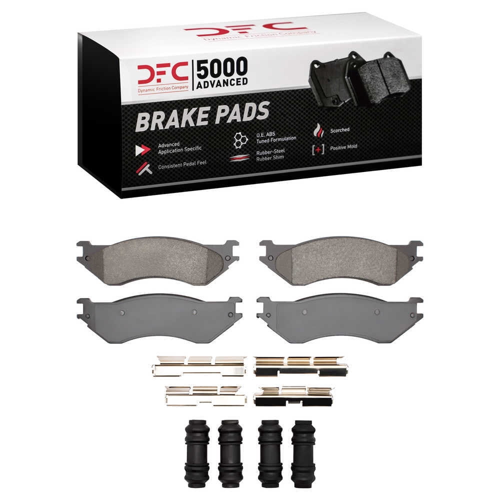 Dynamic Friction Company 1551-0702-13 DFC 5000 Advanced Brake Pads - Semi Metallic and Hardware Kit