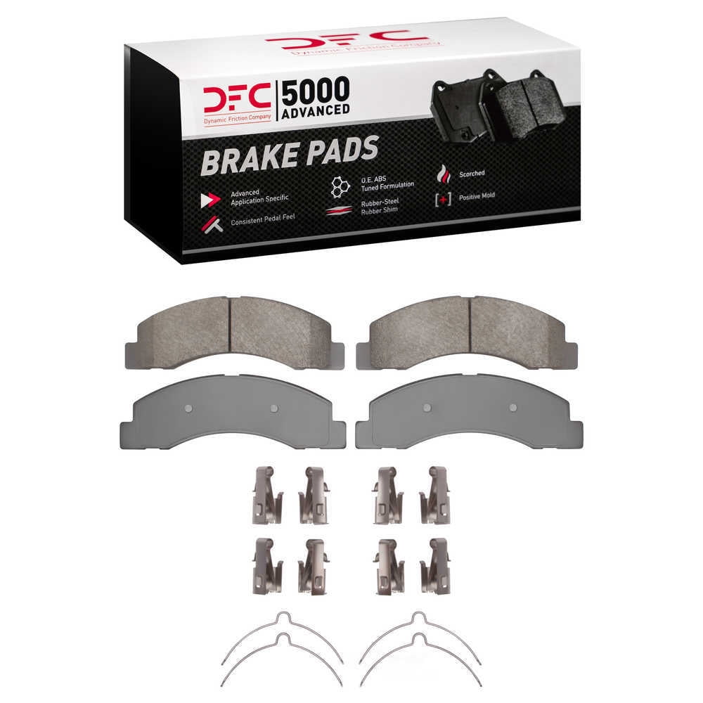 Dynamic Friction Company 1551-0756-01 DFC 5000 Advanced Brake Pads - Semi Metallic and Hardware Kit