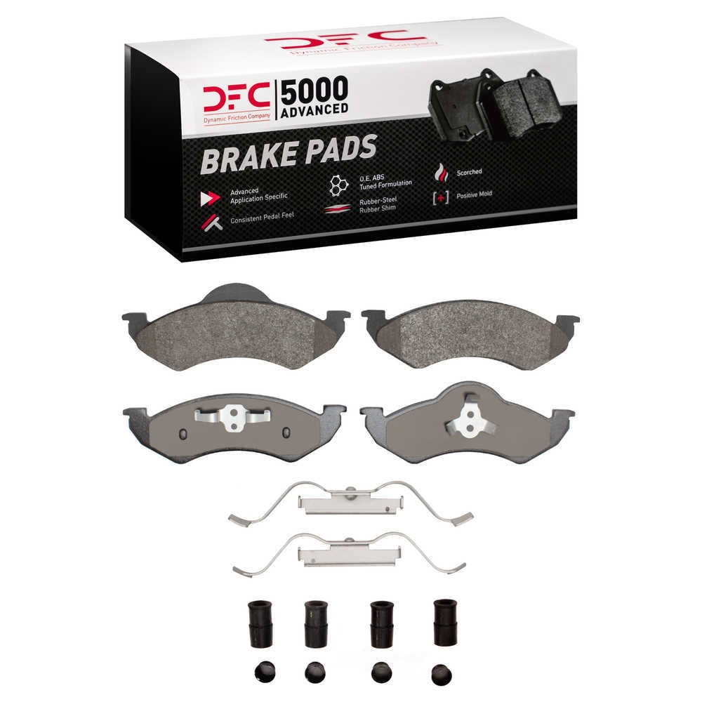 Dynamic Friction Company 1551-0820-01 DFC 5000 Advanced Brake Pads - Semi Metallic and Hardware Kit