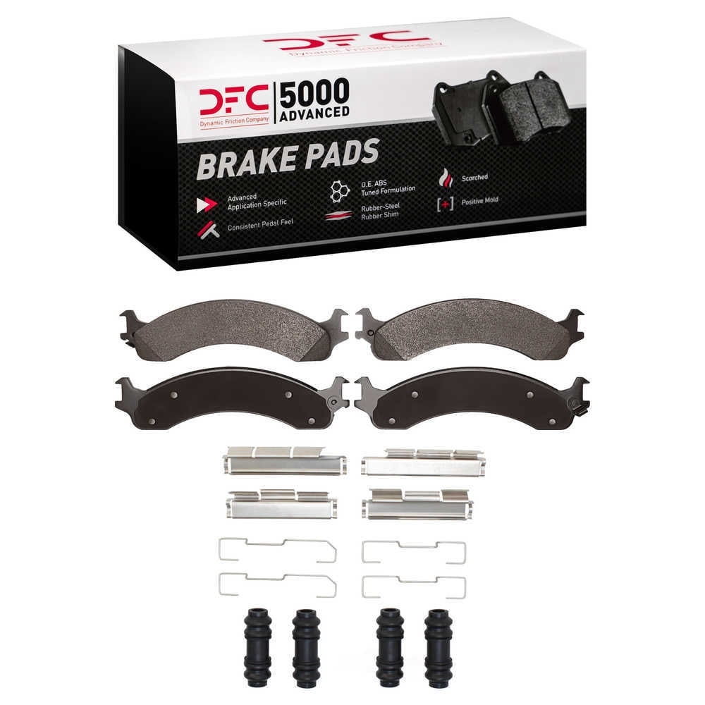 Dynamic Friction Company 1551-0821-01 DFC 5000 Advanced Brake Pads - Semi Metallic and Hardware Kit