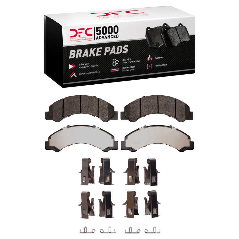 Dynamic Friction Company 1551-0825-01 DFC 5000 Advanced Brake Pads - Semi Metallic and Hardware Kit