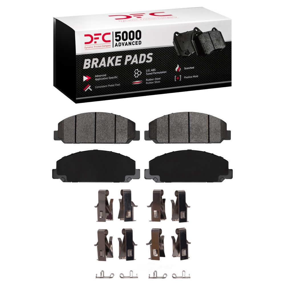Dynamic Friction Company 1551-0827-01 DFC 5000 Advanced Brake Pads - Semi Metallic and Hardware Kit