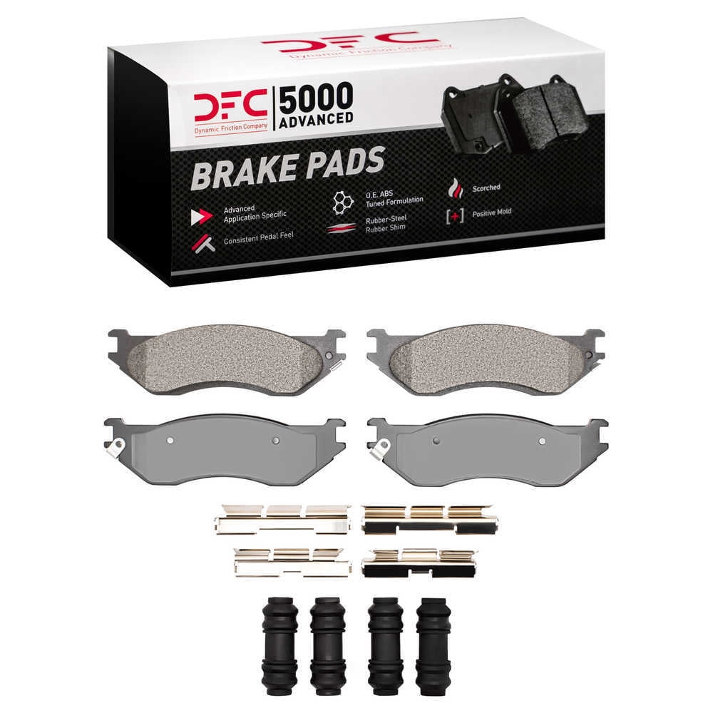 Dynamic Friction Company 1551-0897-01 DFC 5000 Advanced Brake Pads - Semi Metallic and Hardware Kit
