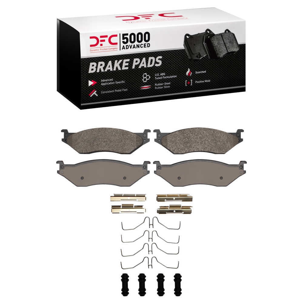 Dynamic Friction Company 1551-1066-01 DFC 5000 Advanced Brake Pads - Semi Metallic and Hardware Kit