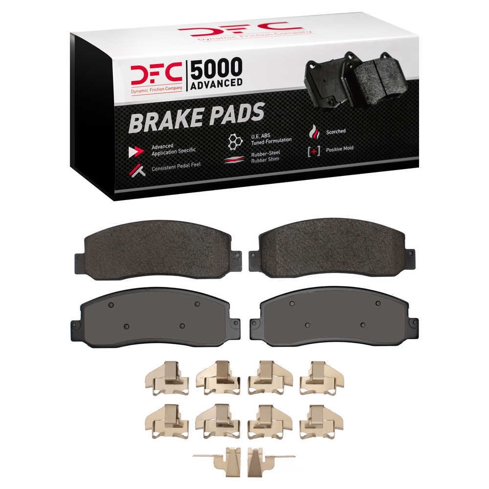 Dynamic Friction Company 1551-1333-01 DFC 5000 Advanced Brake Pads - Semi Metallic and Hardware Kit