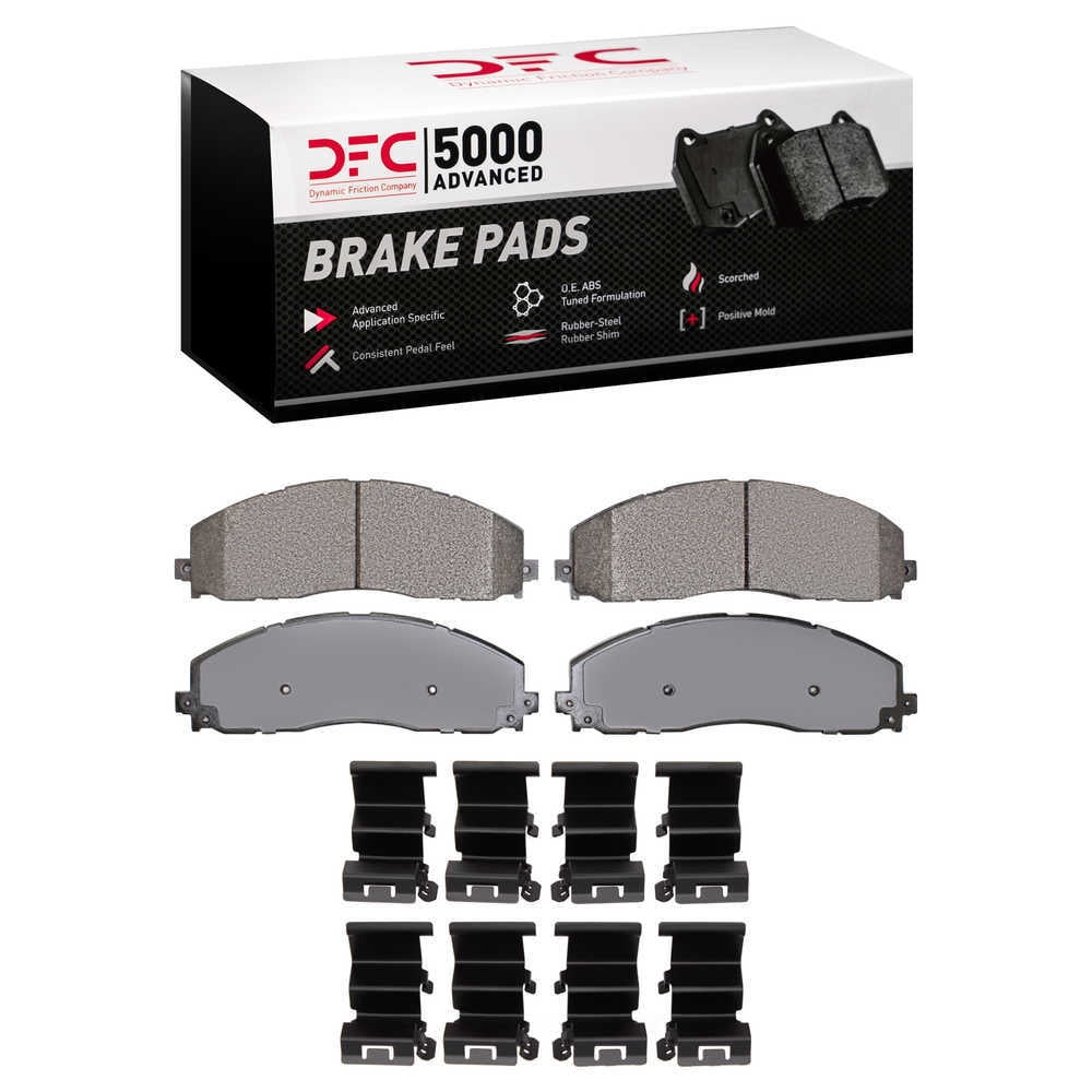Dynamic Friction Company 1551-1680-01 DFC 5000 Advanced Brake Pads - Semi Metallic and Hardware Kit