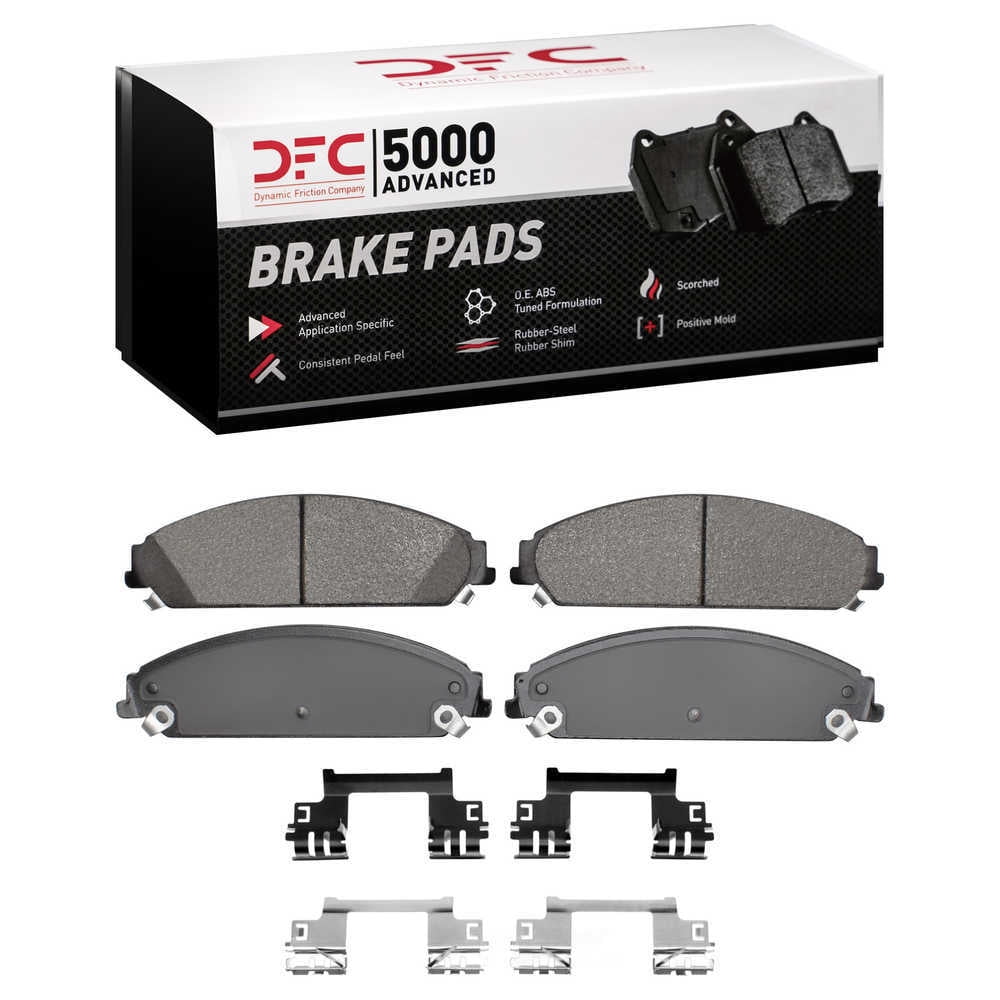 Dynamic Friction Company 1552-1058-02 DFC 5000 Advanced Brake Pads - Semi Metallic and Hardware Kit
