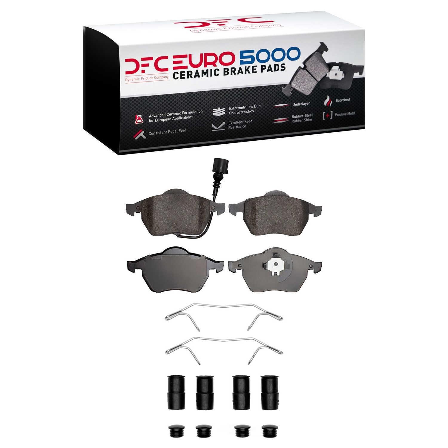 Dynamic Friction Company 1600-0687-11 DFC EURO 5000 Ceramic Brake Pads and Hardware Kit
