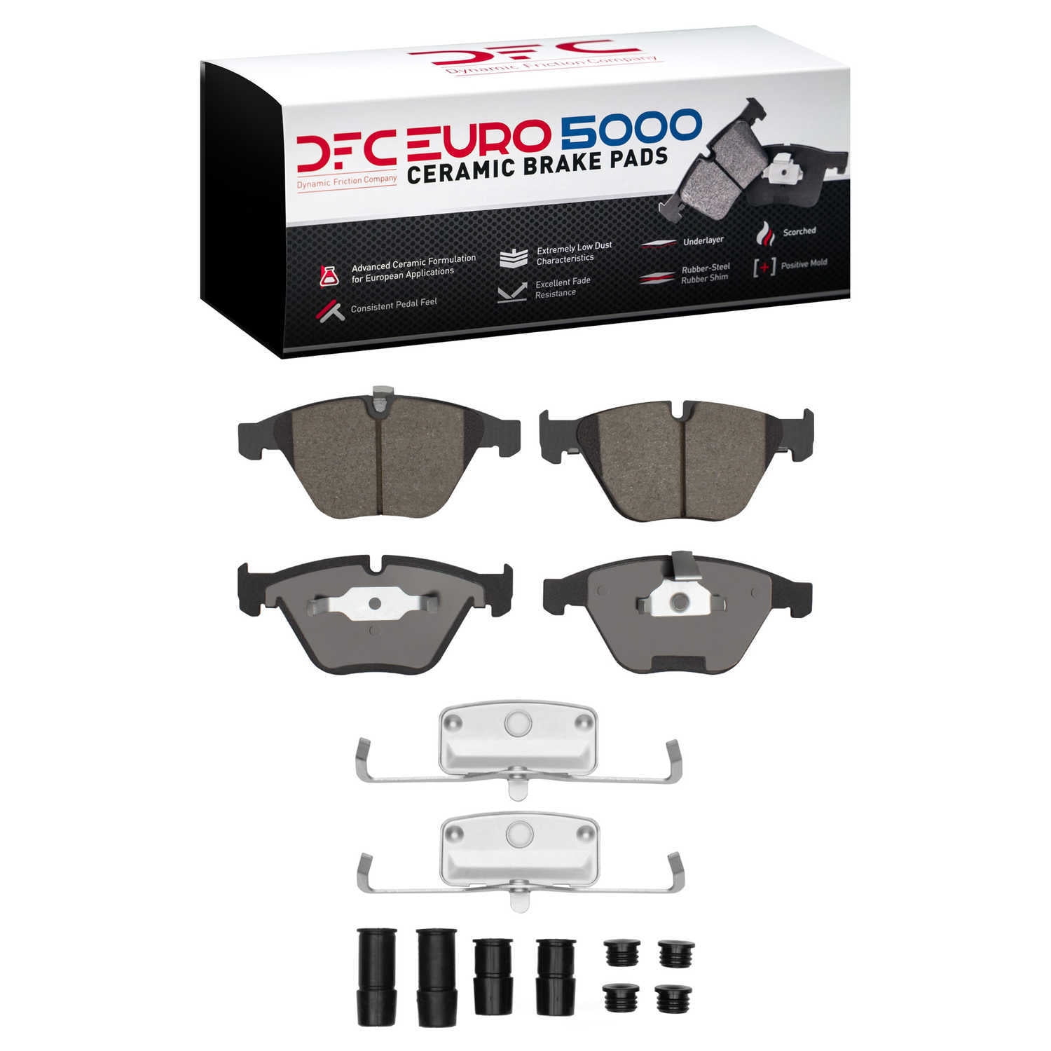 Dynamic Friction Company 1600-0918-01 DFC EURO 5000 Ceramic Brake Pads and Hardware Kit