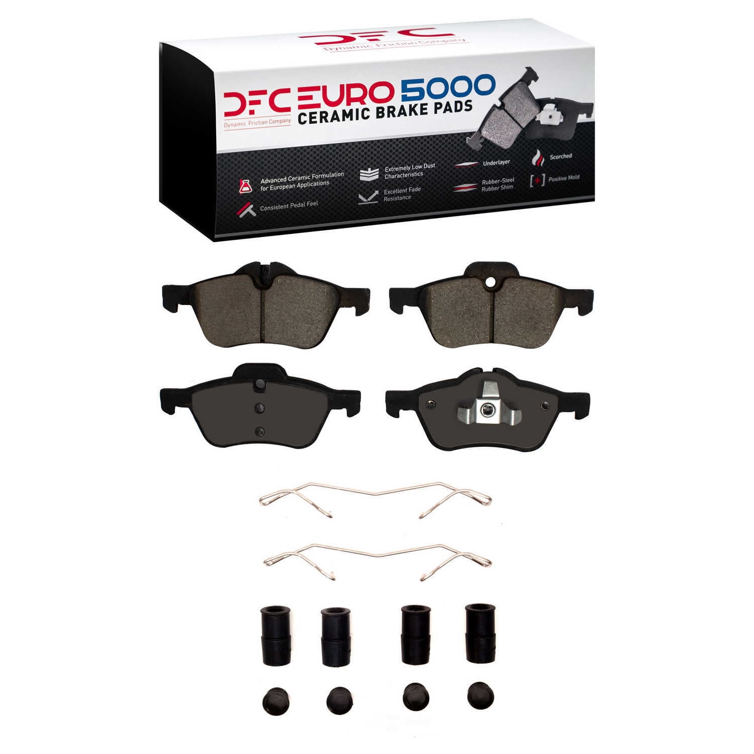 Dynamic Friction Company 1600-0939-01 DFC EURO 5000 Ceramic Brake Pads and Hardware Kit