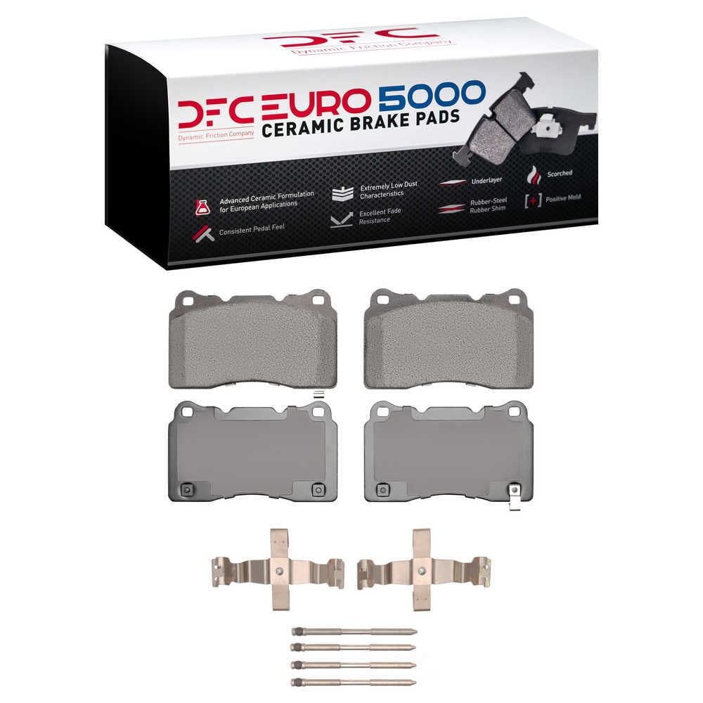 Dynamic Friction Company 1600-1001-06 DFC EURO 5000 Ceramic Brake Pads and Hardware Kit